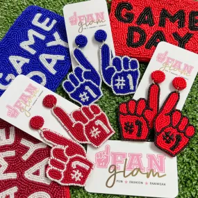 #1 Foam Finger Beaded Dual Color Dangle Earrings - 8 Colors