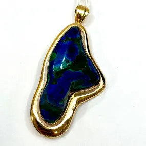 18KYG Azurite-Malachite Brooch & Pendant