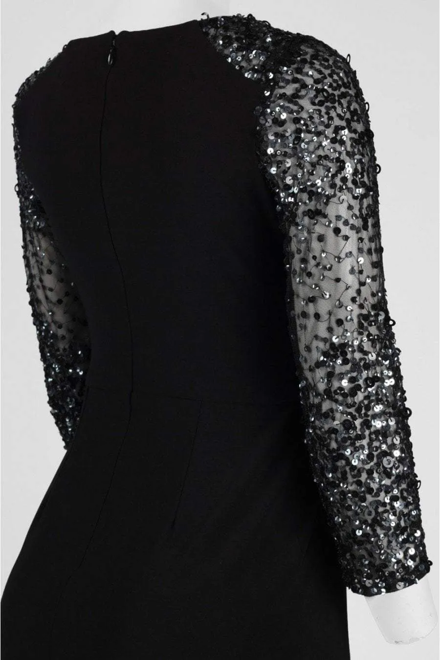 Adrianna Papell - AP1E201493 Sequined Pleated V-neck Sheath Dress