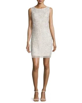 Aidan Mattox - Bateau Neckline Embroidered Short Dress 54465560