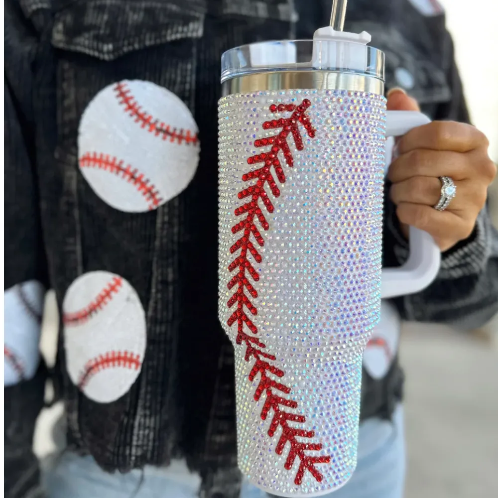 BASEBALL CRYSTAL RHINESTONE 40 OZ TUMBLERS