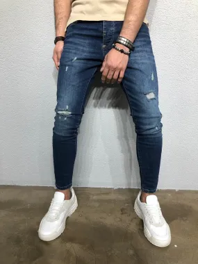 Blue Distressed Denim BL259 Streetwear Jeans