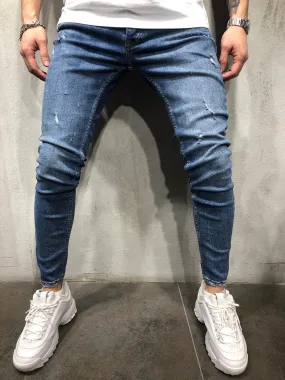 Blue Washed Ultra Skinny Fit Denim AY324 Streetwear Jeans