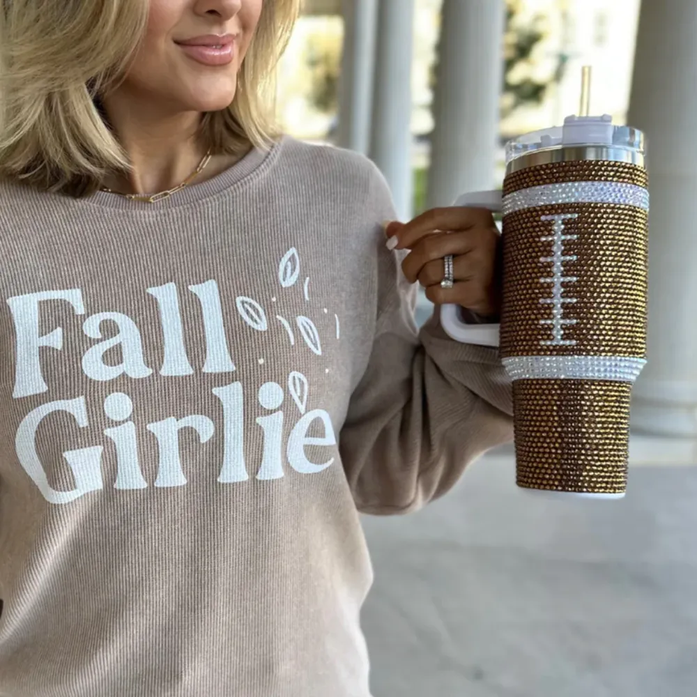 BROWN FOOTBALL CRYSTAL RHINESTONE 40 OZ TUMBLERS