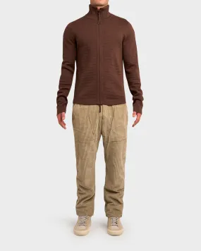 Brown Wool Ribbed Knit Sweater