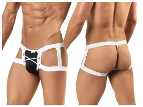 CandyMan 99137 Lace Up Football Jockstrap Black & White