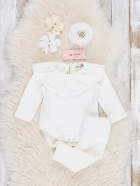 Cotton Ruffle Bubble Outfit - White