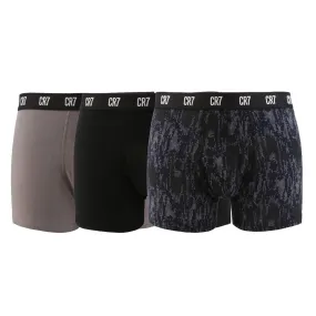 CR7 Men's 3 Pack Cotton Trunks - Black with Grey