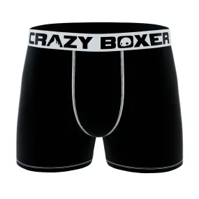 CRAZYBOXER Men's Boxer Briefs Black with White Stiches