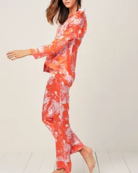 Elisabetha Silk Pyjama in Tea Garden Red - Bottom