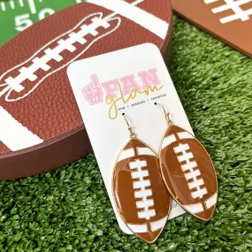 FOOTBALL EARRINGS ENAMEL METAL DANGLES