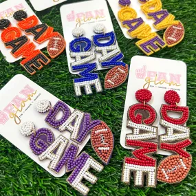 GAME DAY DUAL COLORED FOOTBALL EARRINGS - 11 COLORS