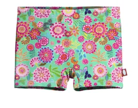 Girls UPF 50  Printed Swim Boy Shorts  | Bright Flowers