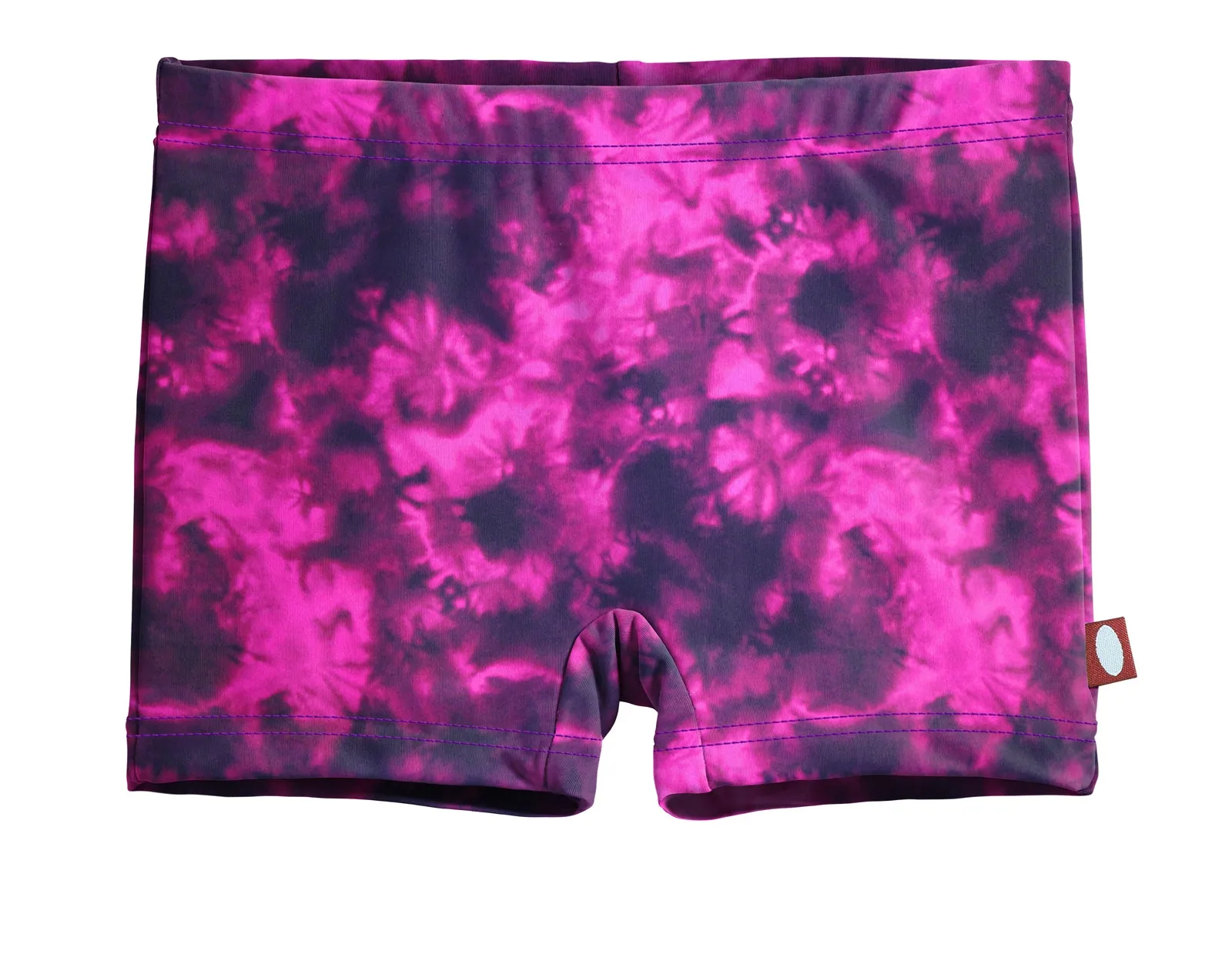 Girls UPF 50  Printed Swim Boy Shorts  | Fuchsia Black Tie Dye