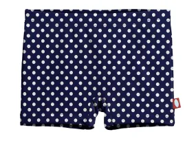 Girls UPF 50  Printed Swim Boy Shorts  | Navy w- White Polka Dot