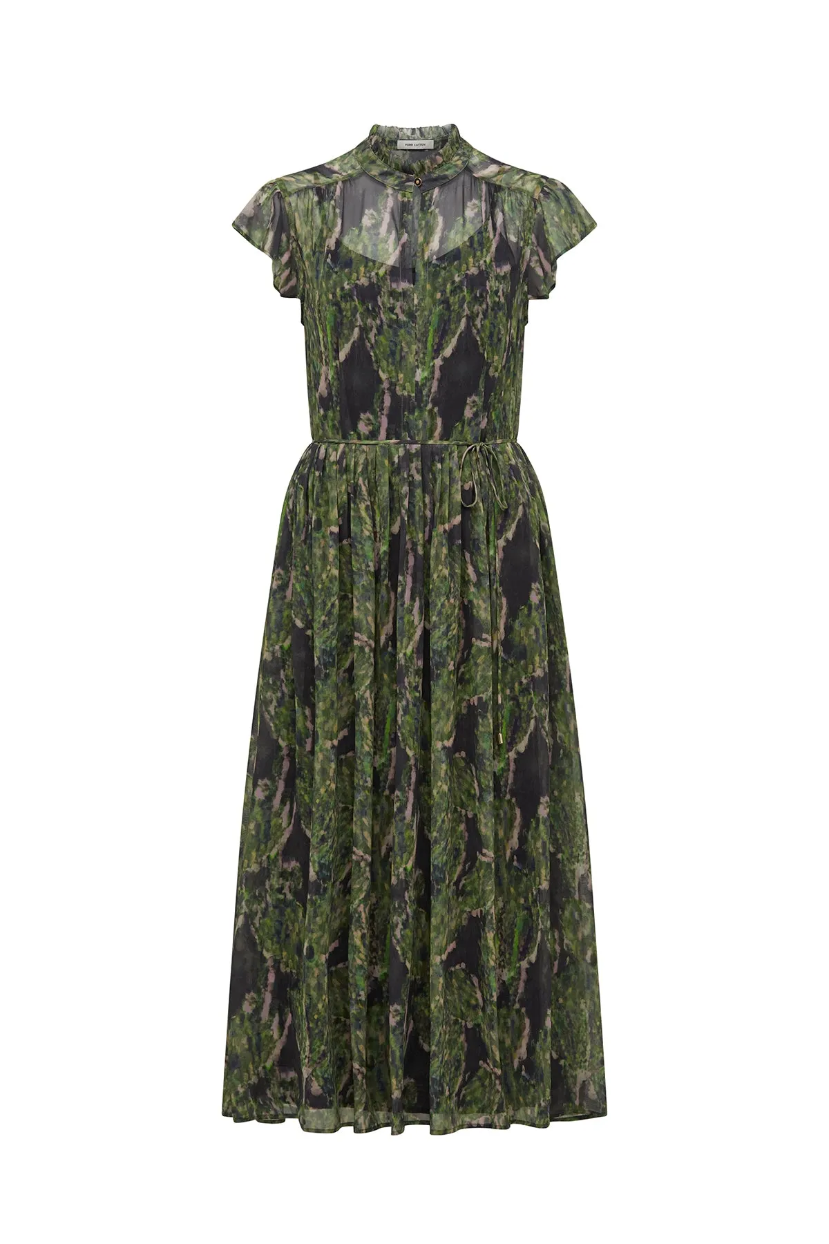 Greta Silk Dress - Green Print