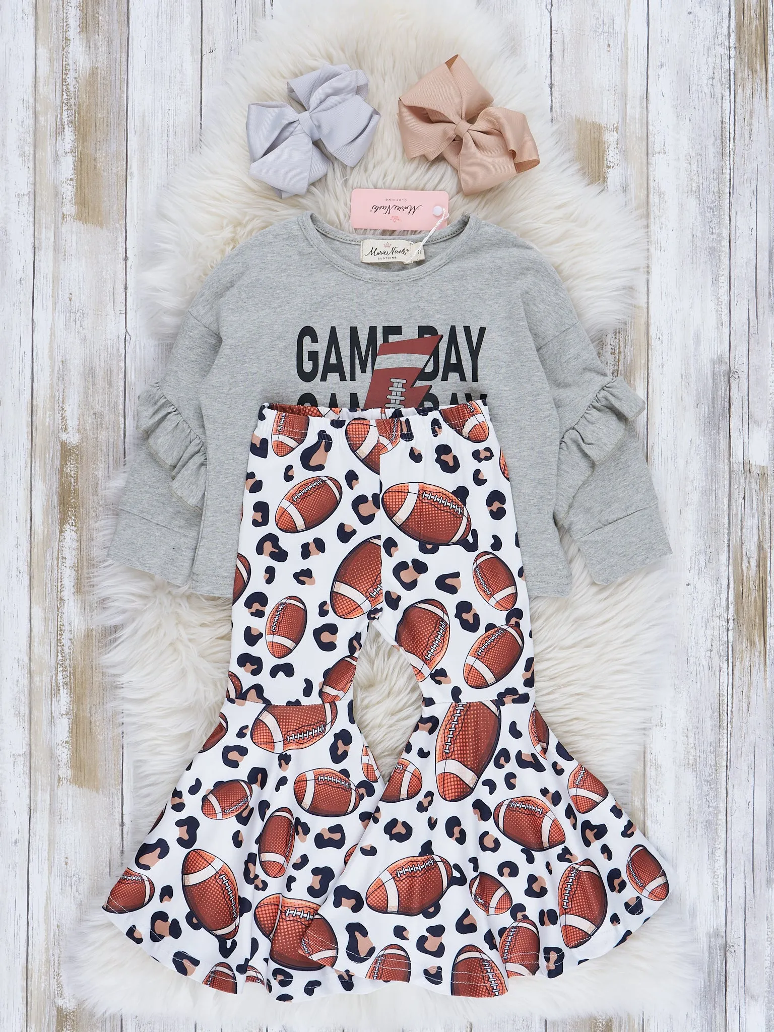 Heather Grey Football Game Day Bell Bottom Outfit