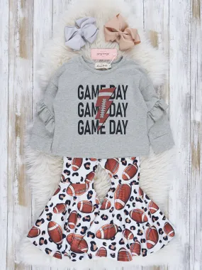 Heather Grey Football Game Day Bell Bottom Outfit