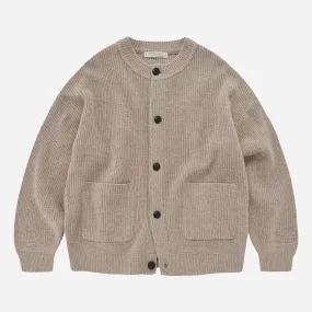 HEAVY WOOL ROUND CARDIGAN - OATMEAL