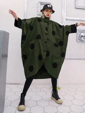 HEYFANCYSTYLE Oversized Army Green Dot Coat