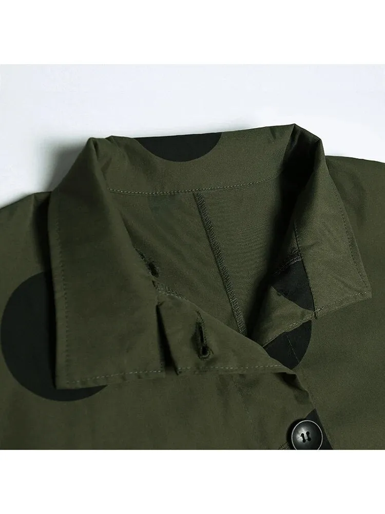 HEYFANCYSTYLE Oversized Army Green Dot Coat