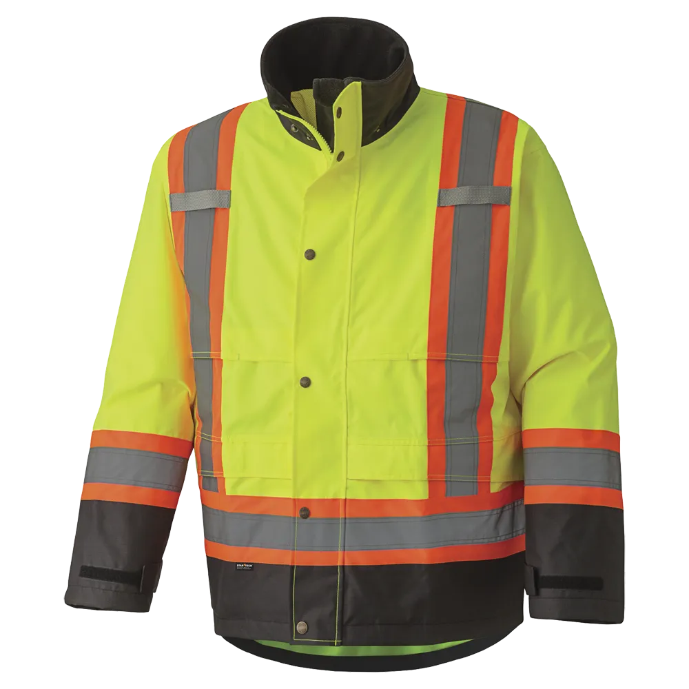 Jacket - Pioneer Hi-Viz Waterproof Safety Jacket 300D Ripstop PU Coated Poly Lined, 5401