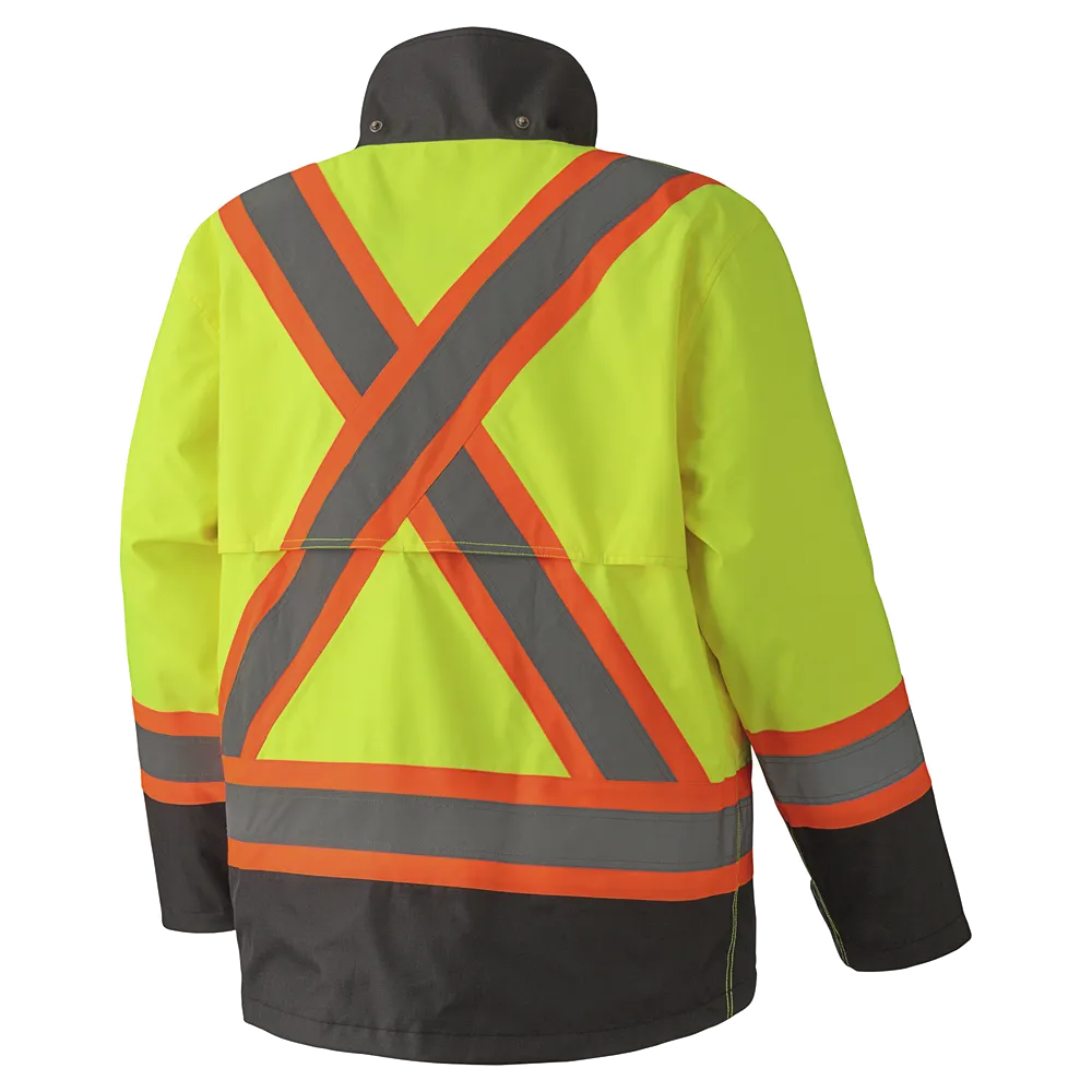 Jacket - Pioneer Hi-Viz Waterproof Safety Jacket 300D Ripstop PU Coated Poly Lined, 5401