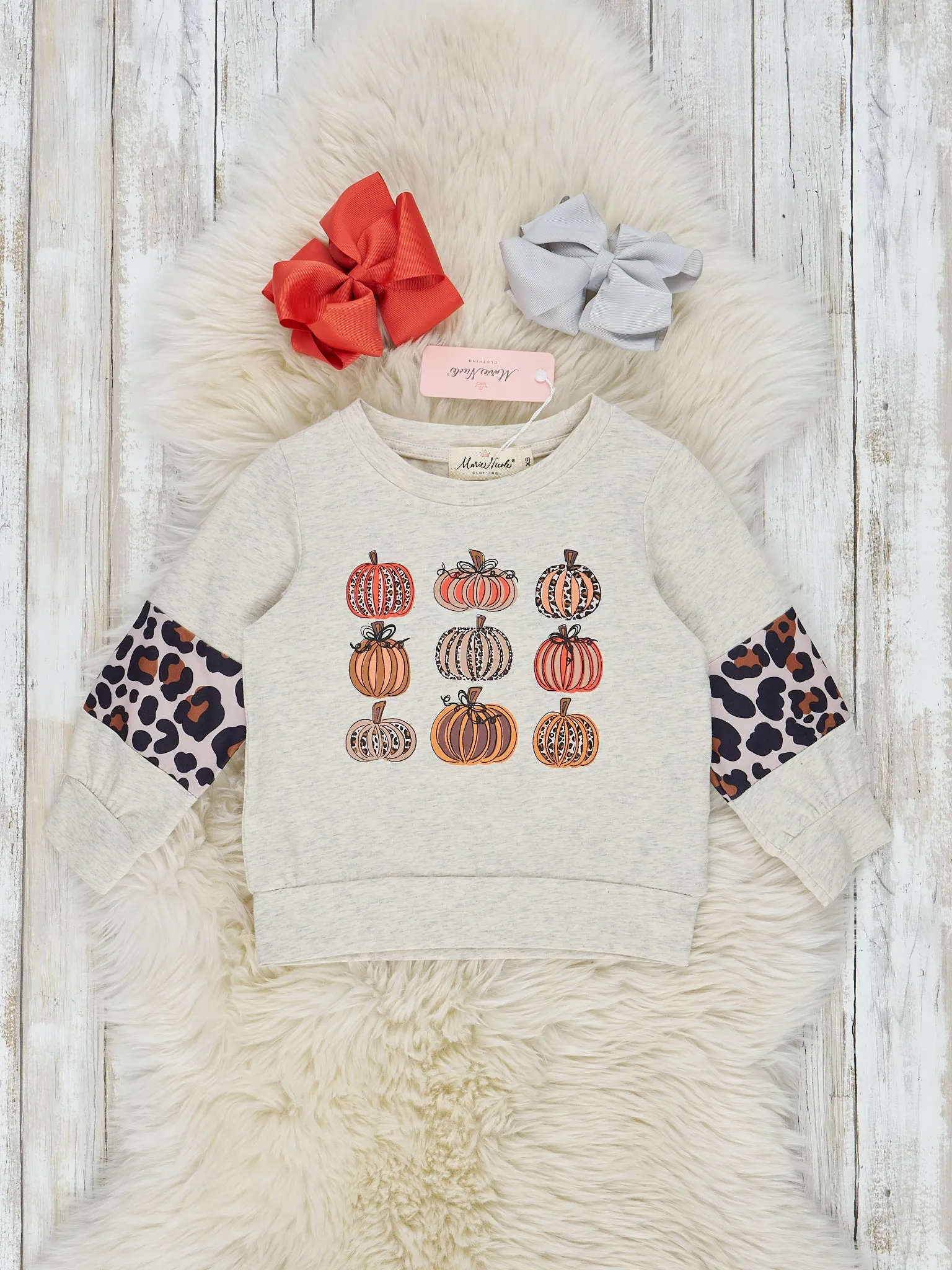 Leopard Pumpkins Heather Color Block Top