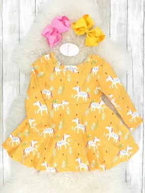 Light Orange Unicorn Swing Dress