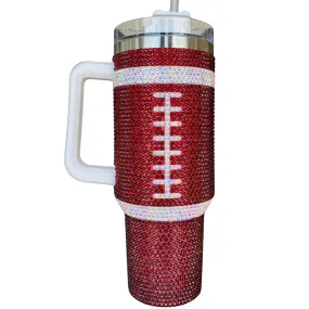 MAROON FOOTBALL CRYSTAL RHINESTONE BLINGED OUT 40 OZ TUMBLERS