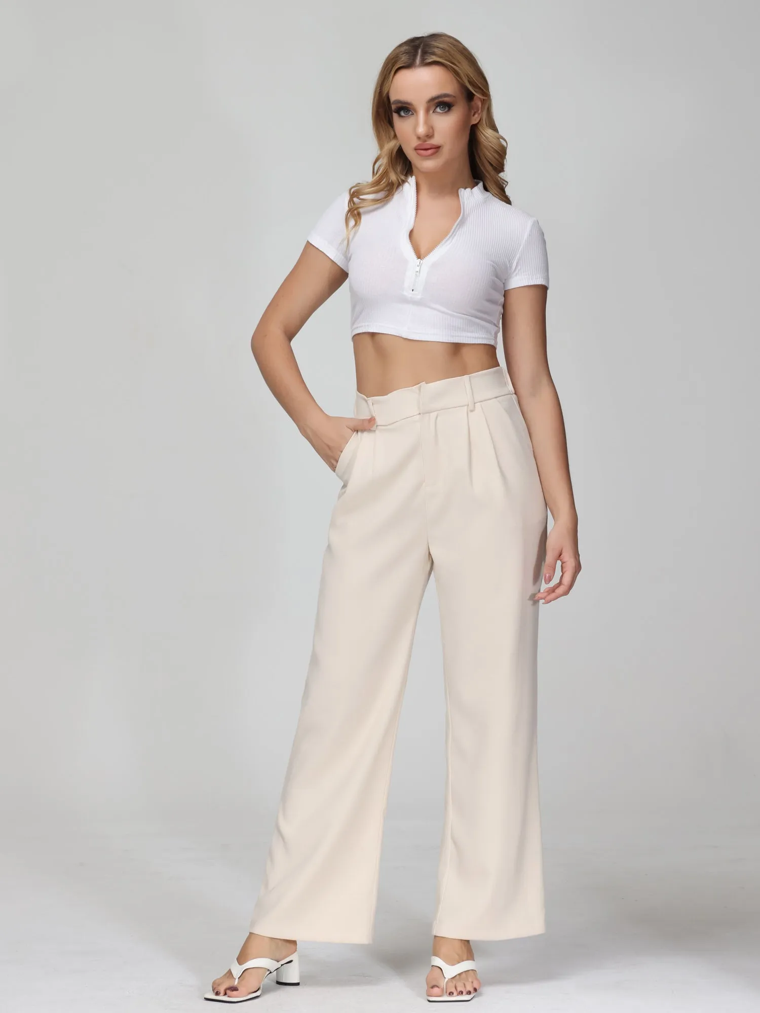 Midsize Effortless Tailored Wide-Leg Pants