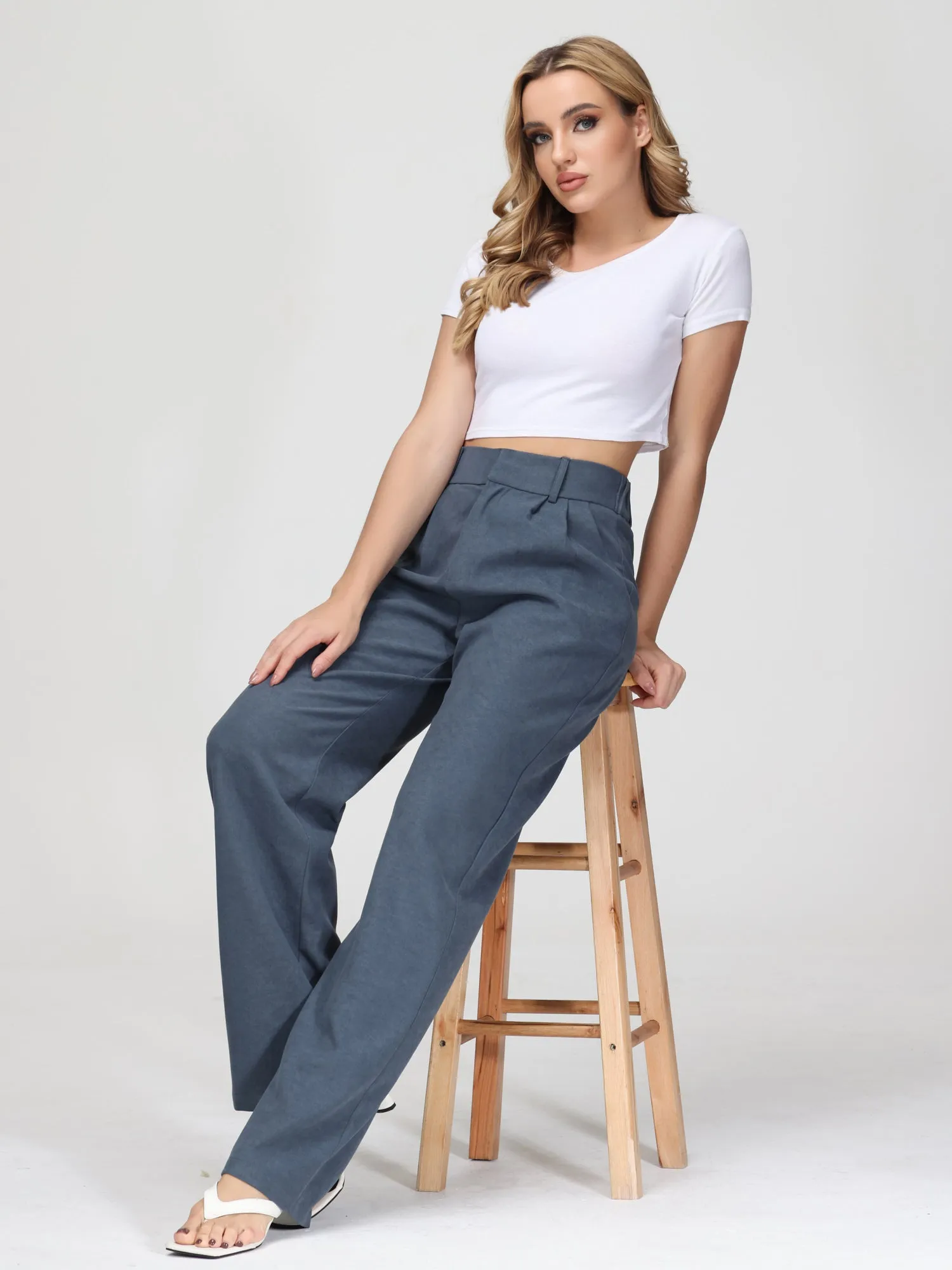 Midsize Effortless Tailored Wide-Leg Pants