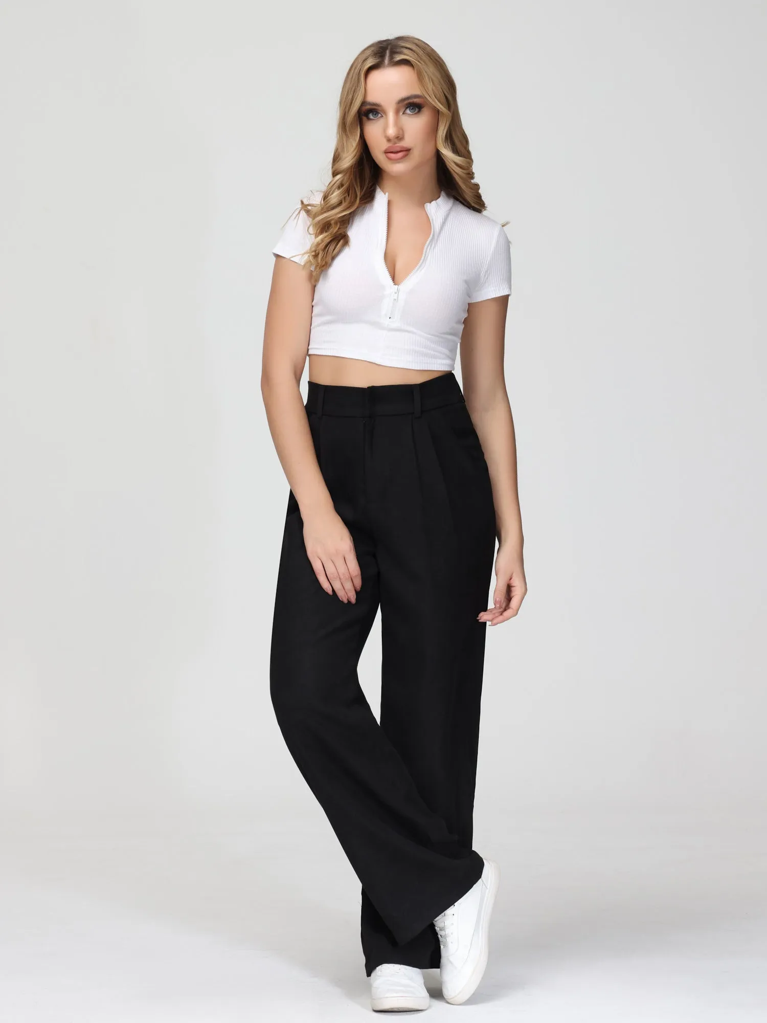 Midsize Effortless Tailored Wide-Leg Pants