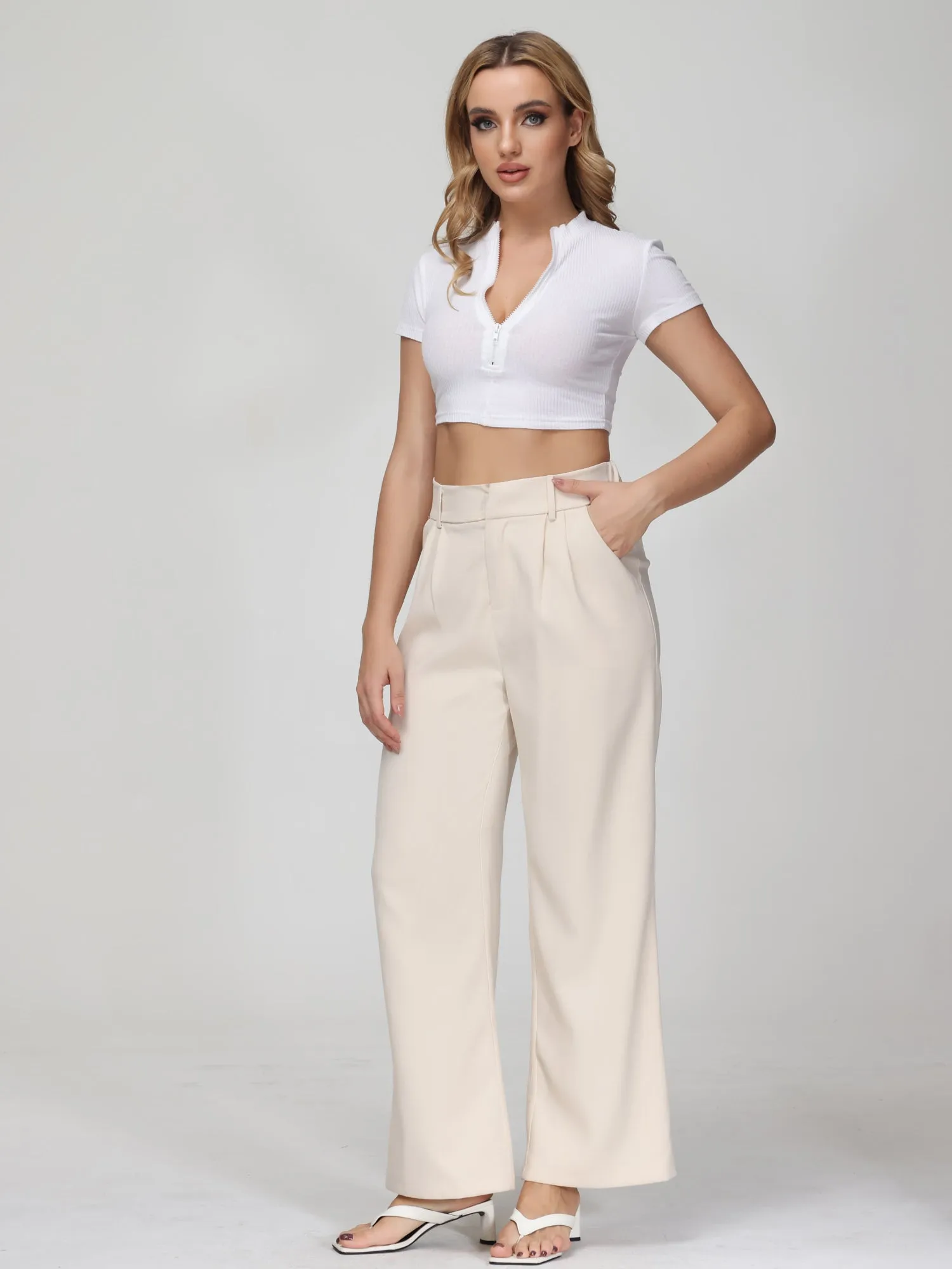 Midsize Effortless Tailored Wide-Leg Pants