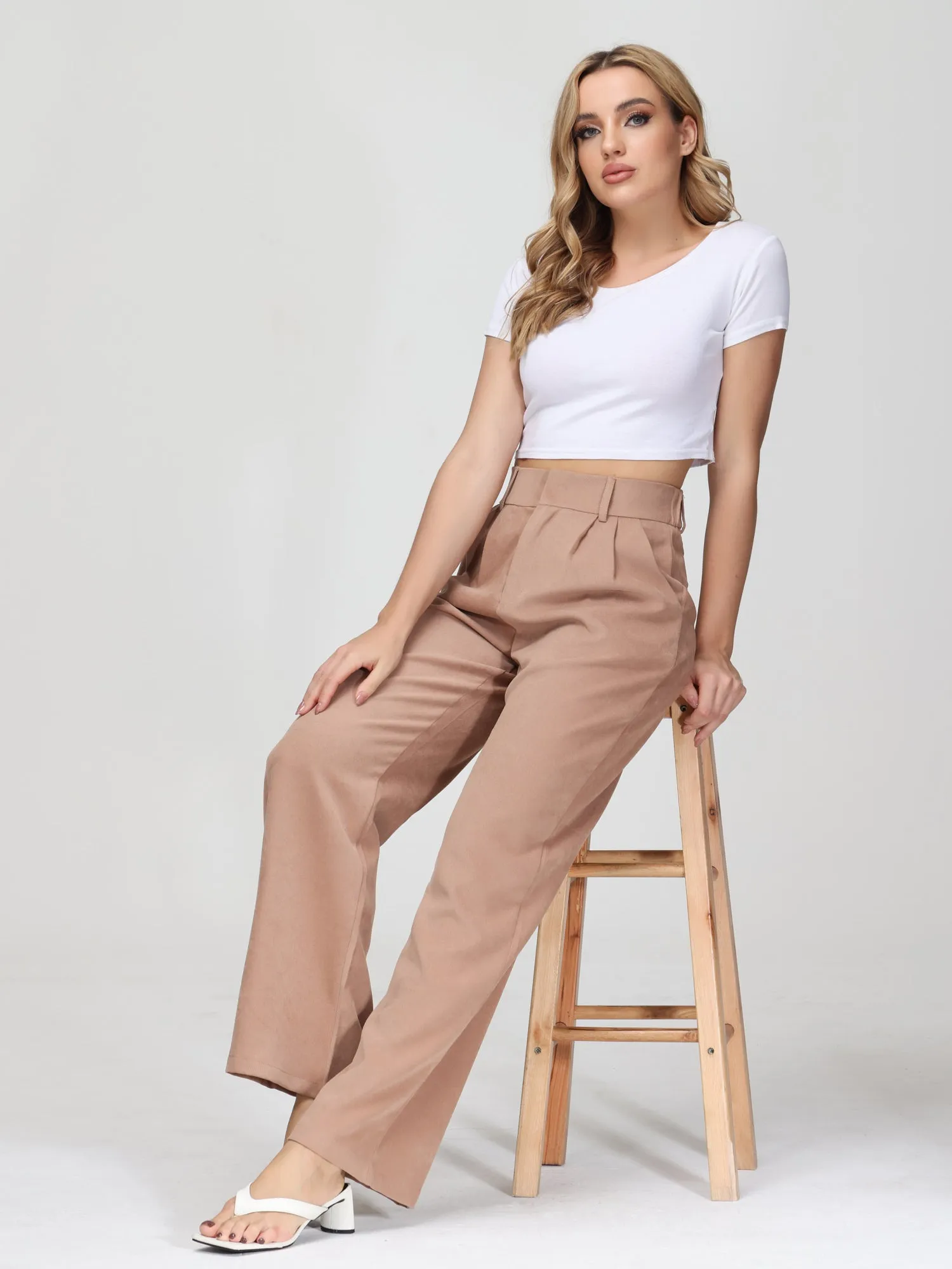 Midsize Effortless Tailored Wide-Leg Pants