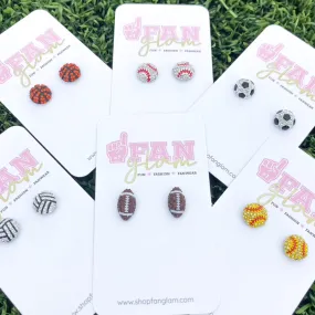 MINI FOOTBALL PAVE STUD EARRINGS