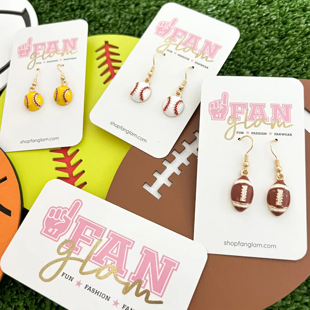 MINI SPORTS BALL DANGLE EARRINGS