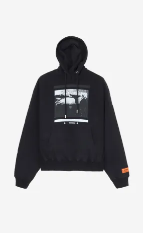 MISPRINTED HERON HOODIE BLACK BLACK