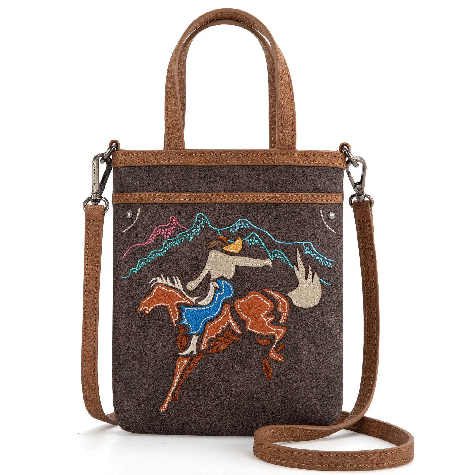 MW1297-8366  Montana West Embroidered Mini Tote/Crossbody - Coffee