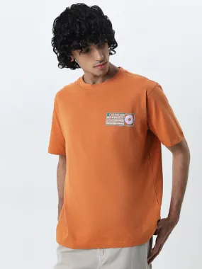 Nuon Orange Graphic Printed Relaxed-Fit Cotton T-Shirt