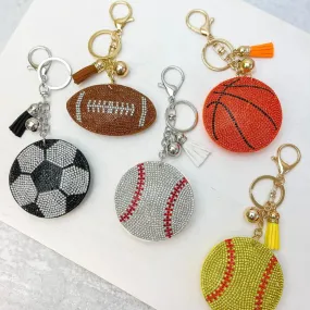 PAVE RHINESTONE SPORTS BALL KEY CHAINS