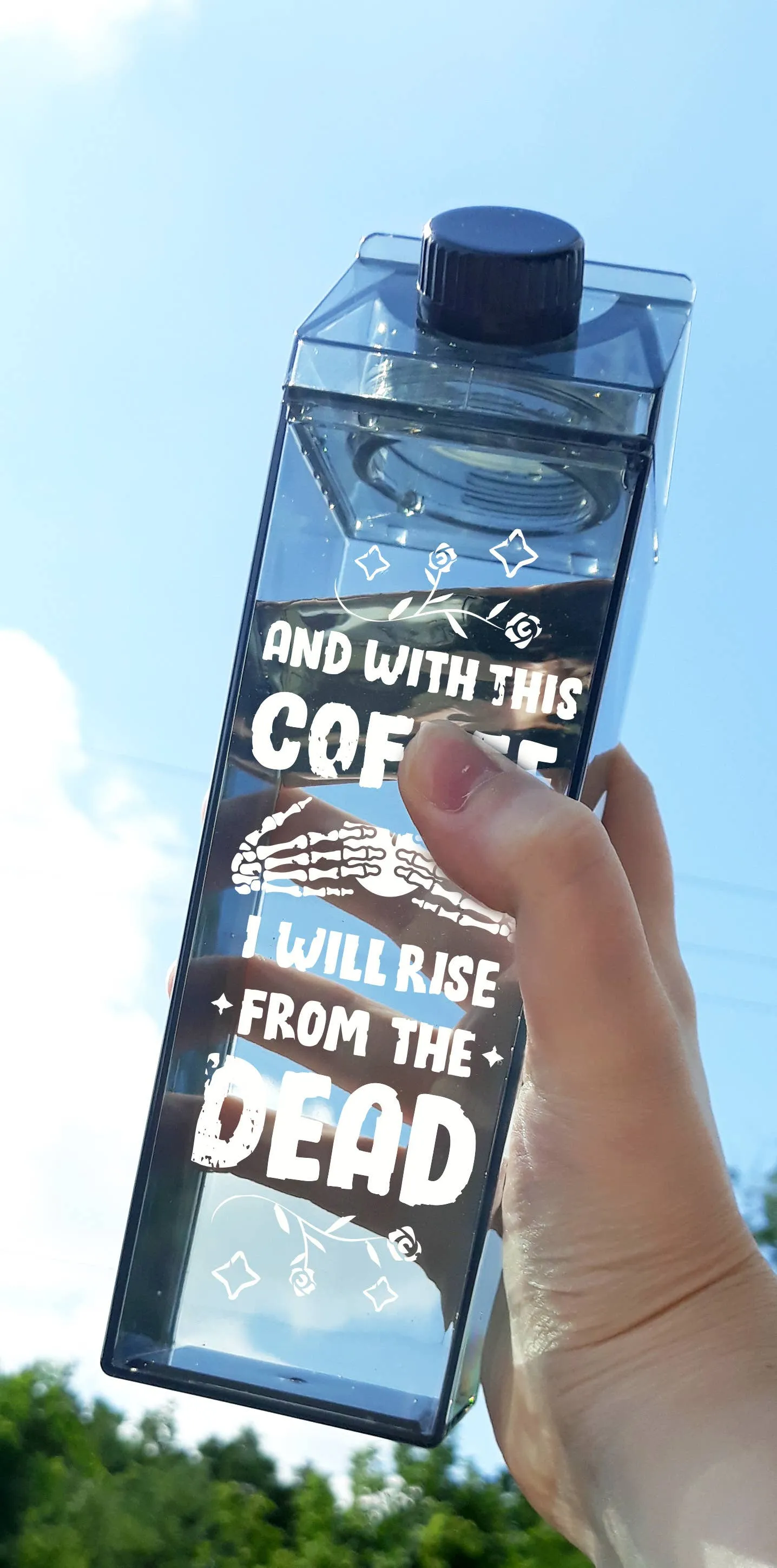 "And With This Coffee I will Rise from the Dead" Milk Carton Water Bottle