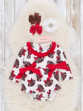 Red Football Bows Ruffle Bubble