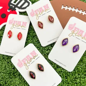 RETRO BEVELED FOOTBALL STUD EARRINGS - 4 COLORS