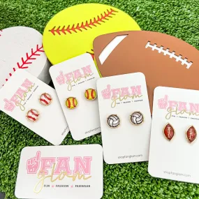 RETRO BEVELED SPORTS BALL EARRING COLLECTION