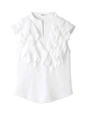 Ruffle Front Sleeveless Blouse