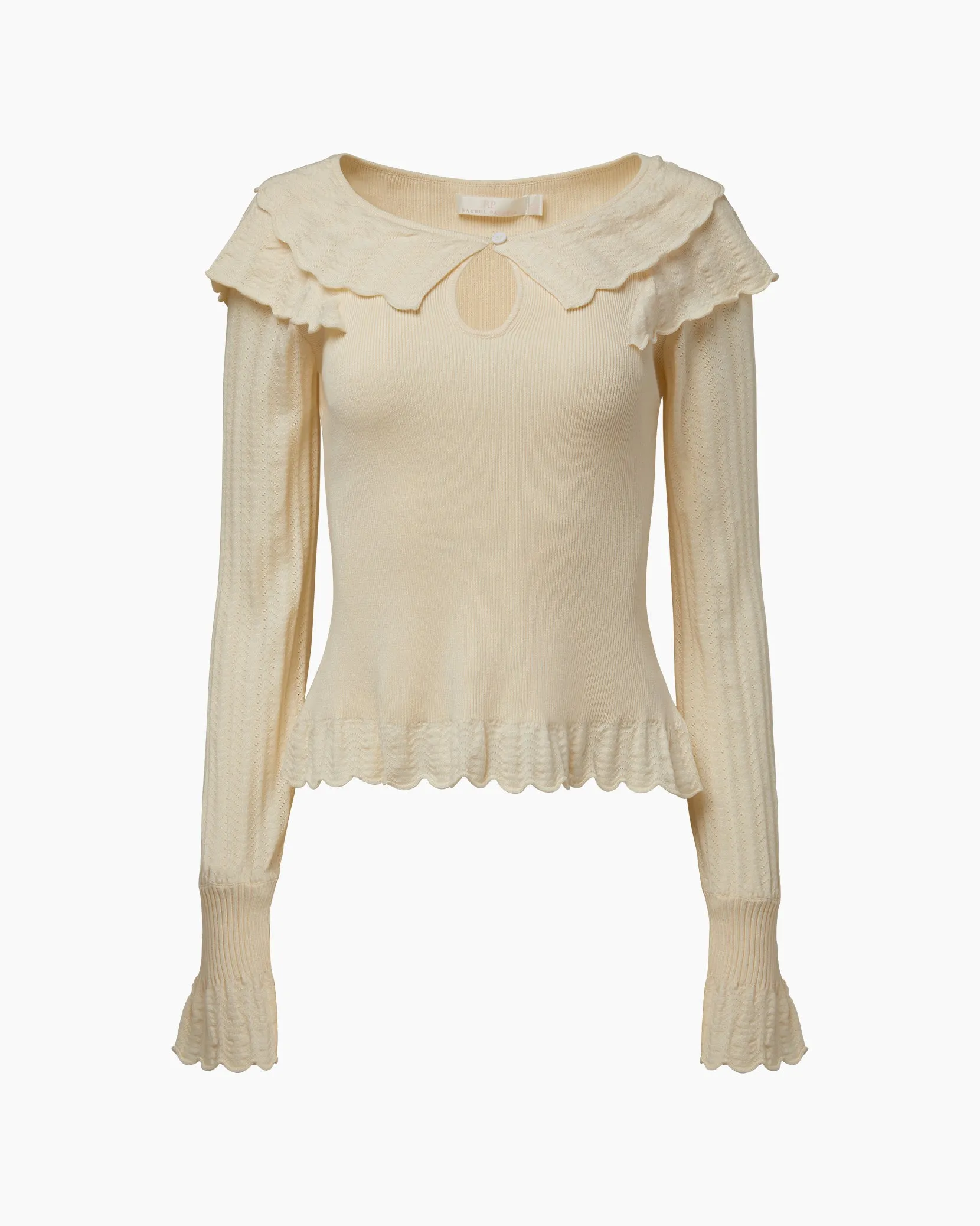 Ruffle Pointelle Flutter Top