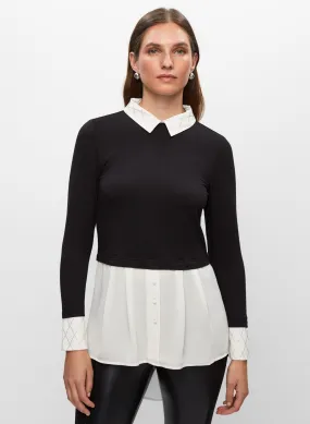 Shirt Collar Fooler Sweater