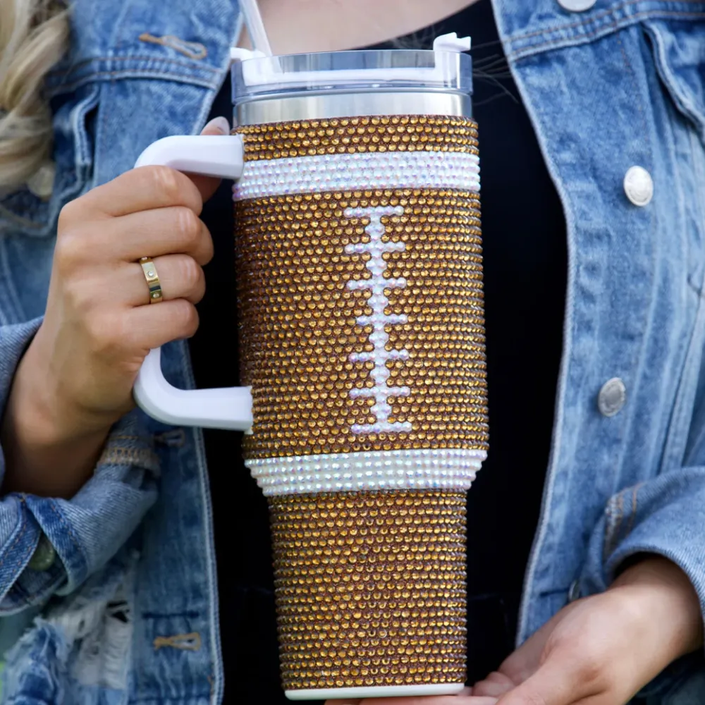 SOFTBALL CRYSTAL RHINESTONE BLINGED OUT 40 OZ TUMBLERS